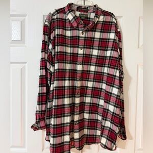 Eddie Bauer Men’s Red, Black, and White Plaid Button-Up Shirt 3XL Tall
